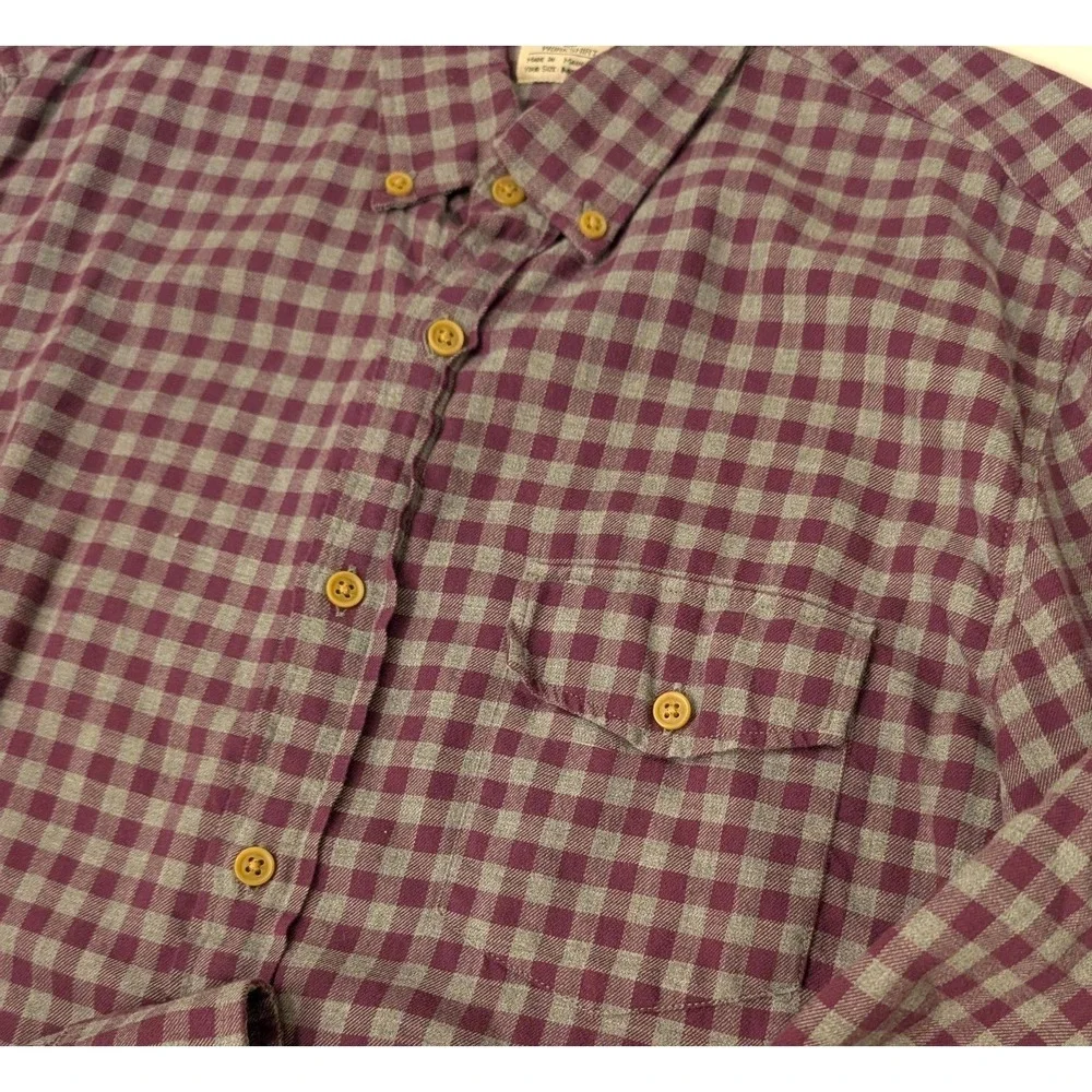 J. Crew‎ Purple Check Workshirt Chest Pocket L/S Button Shirt Men's Size Medium
